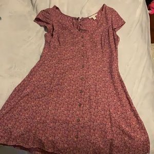 Pink floral button up dress